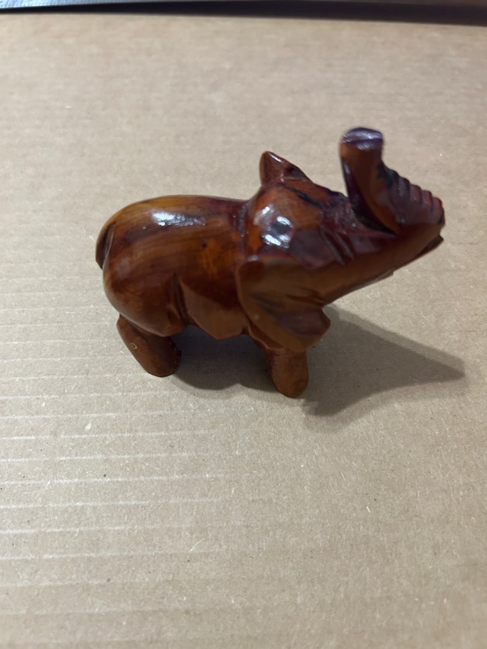 Hand-Carved Wooden Elephant Figurine - Warm Brown